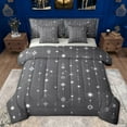 thumbnail image 1 of jejeloiu Constellation Theme 7pcs Bedding Comforter Set,Stars Print Queen Bedding Sets,Gray White Queen Sheet Sets For Teens,Microfiber Bedroom Decor Reversible, 1 of 8