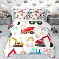 thumbnail image 1 of jejeloiu Construction Car Truck 7pcs Bedding Comforter Set,Watercolor Graffiti Rainbow Queen Bedding Sets,Excavator Bulldozer Crane Queen Sheet Sets For Kids,Luxury Bedroom Decor Reversible, 1 of 8
