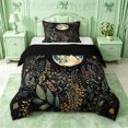 thumbnail image 1 of jejeloiu Cosmic Botanical Twin Comforter Sets For Girls,Whimsical Print Bedding Set,Multicolor Black,Black Reversible,2-Piece,1 Comforter and 1 Pillowcase, 1 of 7