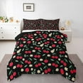 thumbnail image 1 of jejeloiu Country Daisy Cherry Queen Comforter Set,California Cherries Bedding Sets,Red Green Black Bedding Comforter Set For Teens,Luxury Bedroom Decor Reversible,3 Pieces, 1 of 8