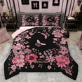 thumbnail image 1 of jejeloiu Country Floral Blossom Bedding Comforter Set,Boho Exotic Style Moth Twin Comforter Sets,Pink Cherry Floral Bedding Set For Girls,Microfiber Bedroom Decor Reversible,2-Piece, 1 of 8