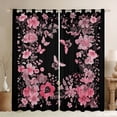 thumbnail image 1 of jejeloiu Country Floral Blossom Black Out Curtains,Boho Exotic Style Moth Curtains Pack of 2 (42x63 Each),Pink Cherry Floral Bedroom Curtains For Girls,Microfiber Bedroom Decor, 1 of 6