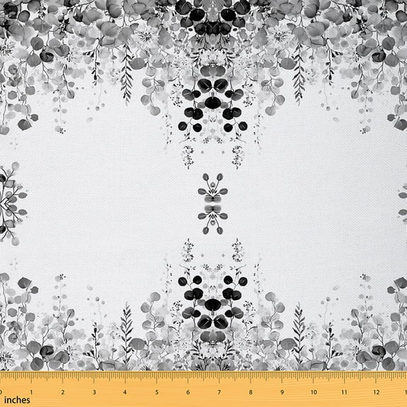 jejeloiu Country Lavender Fabric (10 Yards),Splash Ink Gray White,Luxury Sewing Decor