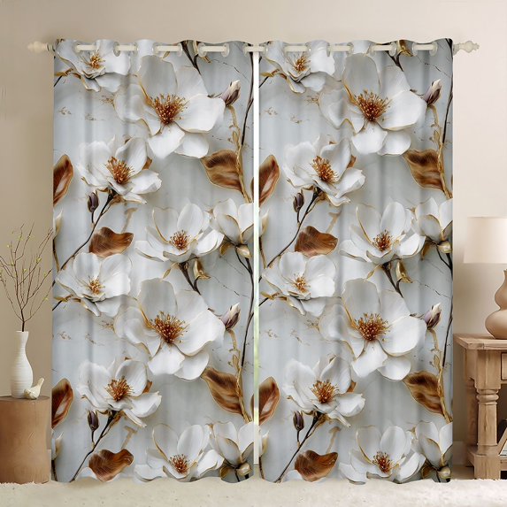 jejeloiu Countryside Flower Curtains Pack of 2 (42x84 Each),Gray Brown Curtains Blackout For Men Women