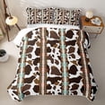thumbnail image 1 of jejeloiu Cow Print Aztec Stripe Quilt Full Kids,Western Animal Pattern Full Bedspread Sets,3-Piece, 1 of 7