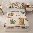 thumbnail image 1 of jejeloiu Cowboy Boot Cactus Floral Zipper Full Size Comforter Sets with Fitted Sheet and 2 Pillowcases Kids,Beige Western Print Zipper Bedding Set,Reversible,4-Piece, 1 of 7