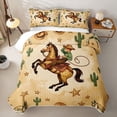 thumbnail image 1 of jejeloiu Cowboy Horse Pattern Bed Spread Queen Kids,Dessert Botanical Cactus Queen Coverlet Set For Men,3pcs, 1 of 7
