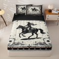 thumbnail image 1 of jejeloiu Cowboy Horse Star Pattern Zipper Twin Comforter Sets with Fitted Sheet and 2 Pillowcases Kids,Western Print Zipper Bedding Set For Men,Reversible,4-Piece, 1 of 7