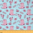 thumbnail image 1 of jejeloiu Cowgirl Boots Fabric by the Yard 10 Yards,Western Cowboy Boot Room Decor Fabric by the Yard,Pink Cactus Flower Sewing Fabric For Girls Boys,Super Cozy Room Decor, 1 of 6