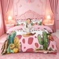 thumbnail image 1 of jejeloiu Cowgirl Watercolor Desert Duvet Cover Set Kids,Pink Cow Print Bedding Full,Reversible,3-Piece(No Comforter), 1 of 6