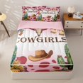 thumbnail image 1 of jejeloiu Cowgirl Watercolor Desert Zipper Twin Comforter Sets with Fitted Sheet and 2 Pillowcases Kids,Pink Cow Print Zipper Bedding Set,Reversible,4-Piece, 1 of 7