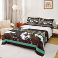 thumbnail image 1 of jejeloiu Cowhide Twin 3-Piece Luxury Cyan Brown Rhombus Sheet Set, 1 of 7