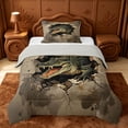 thumbnail image 1 of jejeloiu Crocodile Animals Twin Comforter Sets,Vintage Print Bedding Set For Boys,Brown Black,Light Gray Reversible,2-Piece,1 Comforter and 1 Pillowcase, 1 of 7