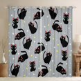 thumbnail image 1 of jejeloiu Cute Animal Cat Black Out Curtains,Kawaii Kitten Stars Curtains Pack of 2 (42x63 Each),Gray Black Bedroom Curtains For Teens,Beathable Home Decor, 1 of 6