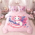 thumbnail image 1 of jejeloiu Cute Axolotl 7-Piece Twin Bedding Sets,Cartoon Mermaid Print Bedding Comforter Set For Girls Teens Reversible, 1 of 8
