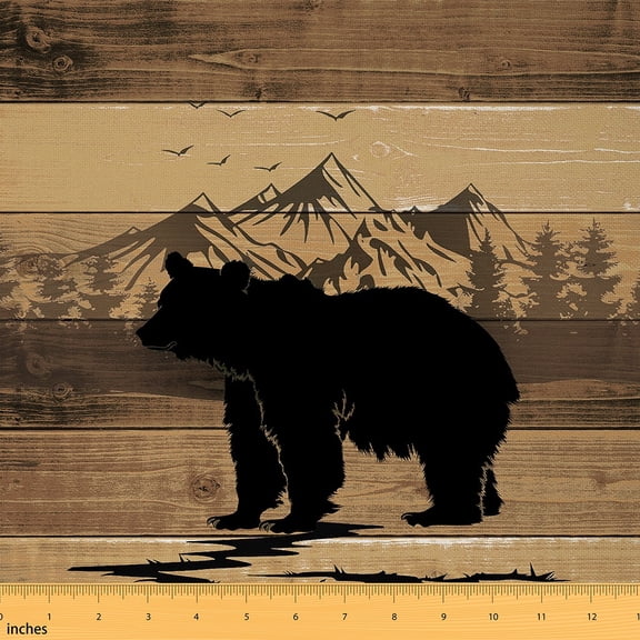 jejeloiu Cute Bear Fabric by the Yard 2 Yards,Jungle Animal Room Decor Fabric by the Yard,Mountain Pine Tree Fabric for Sewing For Adult,Breathable Home Decor
