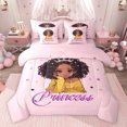 thumbnail image 1 of jejeloiu Cute Black Princess 7-Piece Bedding Comforter Set,Cartoon Glitter Print King Bedding Sets For Girls Kids Reversible, 1 of 8