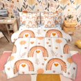 thumbnail image 1 of jejeloiu Cute Boho Rainbow 7pcs Bedding Comforter Set,Cartoon Loves Pattern Queen Bedding Sets,Orange Beige Queen Sheet Sets For Girls Kids,Ultra Soft Home Decor Reversible, 1 of 8