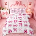 thumbnail image 1 of jejeloiu Cute Bow Knot Full Size Comforter Sets,Pink Cherries Bedding Sets For Bowtie Girl Reversible 3pcs, 1 of 7