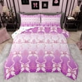 thumbnail image 1 of jejeloiu Cute Bow Ribbon Queen Comforter Set,Cartoon Bow Knot Bedding Sets,White Pink Ombre Bedding Comforter Set For Girls Kids,Ultra Soft Home Decor Reversible,3 Pieces, 1 of 8