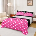 thumbnail image 1 of jejeloiu Cute Bow Tie Twin Sheet Sets,Kawaii Polka Dots Twin Fitted Sheet,Pink Black White Flat Sheet For Girl Kids,Ultra Soft Home Decor,3pcs, 1 of 7