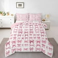 thumbnail image 1 of jejeloiu Cute Bowknot Bedding Comforter Set,Ribbon Bow Twin Comforter Sets,Pink White Bedding Set For Girls,Super Cozy Bedroom Decor Reversible,2 Pieces, 1 of 8