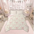 thumbnail image 1 of jejeloiu Cute Bowknot Queen Comforter Set,Ribbon Bow Bedding Sets,Pink Yellow Stars Bedding Comforter Set For Girls,Super Cozy Bedroom Decor Reversible,3pcs, 1 of 8