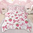 thumbnail image 1 of jejeloiu Cute Bowtie Bow Bedding Comforter Set,Sweet Strawberry Fruit Twin Comforter Sets,Pink Bowknot Bedding Set For Girls Kids,Super Cozy Room Decor Reversible,2 Pieces, 1 of 8