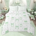 thumbnail image 1 of jejeloiu Cute Bowtie Bow Full Size Comforter Sets,Green Bowknot Ribbon Bedding Sets For Girls Kids Reversible 3pcs, 1 of 8