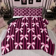 thumbnail image 1 of jejeloiu Cute Bowtie Bow Twin Comforter Sets,Pink Black Stripe Bedding Set For Girls Kids Reversible 2 Pieces, 1 of 8