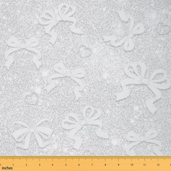 jejeloiu Cute Bowtie Fabric by the Yard 1 Yard,Cartoon Bowknot Home Decor Fabric by the Yard,Gray Loves Bow Sewing Fabric For Girls,Microfiber Bedroom Decor
