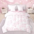 thumbnail image 1 of jejeloiu Cute Bowtie Ribbon 7-Piece Twin Bedding Sets,Retro Flowers Bedding Comforter Set,Pink Bow Knot Sheet Sets For Girls Kids,Breathable Home Decor Reversible, 1 of 8