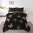 thumbnail image 1 of jejeloiu Cute Butterflies Queen Comforter Set,Rustic Dandelion Bedding Sets,Gold Black Bedding Comforter Set For Princess,Super Cozy Room Decor Reversible,3-Piece, 1 of 7