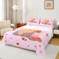 thumbnail image 1 of jejeloiu Cute Capybara Bed Sheets,Red Strawberry Doughnut King Sheets For Girls Boys 4pcs, 1 of 7