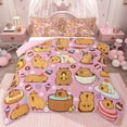 thumbnail image 1 of jejeloiu Cute Capybara Queen Comforter Set,Colorful Dessert Doughnut Bedding Comforter Set For Animals Lover Reversible 3-Piece, 1 of 8