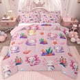 thumbnail image 1 of jejeloiu Cute Cartoon Axolotl Queen Comforter Set,Watercolor Ocean Coral Bedding Comforter Set For Girls Kids Reversible 3 Pieces, 1 of 8