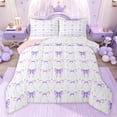 thumbnail image 1 of jejeloiu Cute Cartoon Bow Full Size Comforter Sets,Purple Circle Dots Bedding Sets For Bowtie Girl Reversible 3 Pieces, 1 of 7