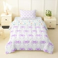 thumbnail image 1 of jejeloiu Cute Cartoon Bow Twin Comforter Sets,Purple Bowknot Bedding Set For Bowtie Girl Reversible 2pcs, 1 of 7