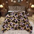 thumbnail image 1 of jejeloiu Cute Cartoon Bowtie Full Size Comforter Sets,Rustic Cowhide Bedding Comforter Set,Purple Brown Black Bedding Sets For Girls Kids,Ultra Soft Home Decor Reversible,3 Pieces, 1 of 8