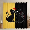 thumbnail image 1 of jejeloiu Cute Cartoon Cat Curtains Pack of 2 (42x84 Each),Kawaii Kitten Loves Curtains Blackout,Yellow Black Bedroom Curtains For Girls Kids,Breathable Home Decor, 1 of 6