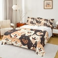 thumbnail image 1 of jejeloiu Cute Cartoon Dogs Full Size Sheets,Kawaii Animal Bed Sheets,Beige Orange Black Sheet Sets Forgirls Boys,Breathable Home Decor,4pcs, 1 of 7
