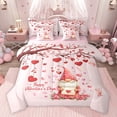 thumbnail image 1 of jejeloiu Cute Cartoon Gnome 7-Piece Twin Bedding Sets,Happy Valentine's Day Bedding Comforter Set For Girls Kids Reversible, 1 of 8