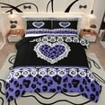 thumbnail image 1 of jejeloiu Cute Cartoon Loves Queen Comforter Set,Kawaii Leopard Print Bedding Sets,Purple Brown Bedding Comforter Set For Teens,Super Cozy Room Decor Reversible,3pcs, 1 of 8