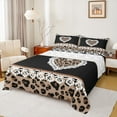 thumbnail image 1 of jejeloiu Cute Cartoon Loves Twin Sheet Sets,Kawaii Leopard Print Twin Fitted Sheet,Black Brown Flat Sheet For Teens,Super Cozy Room Decor,3-Piece, 1 of 7