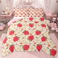 thumbnail image 1 of jejeloiu Cute Cartoon Strawberry Full Size Comforter Sets,Kawaii Daisy Blossom Flowers Bedding Sets For Girls Reversible 3pcs, 1 of 8