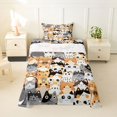 thumbnail image 1 of jejeloiu Cute Cat Pattern Twin Sheet Sets Kids,Colorful Pet Print Bedding,3-Piece, 1 of 6