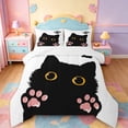 thumbnail image 1 of jejeloiu Cute Cat Paw Full Size Comforter Sets Kids,Kawaii Animal Footprint Simple Black White Bedding Sets For Girls,Reversible,3 Pieces, 1 of 8