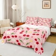 thumbnail image 1 of jejeloiu Cute Cherry Bed Sheets,Cartoon Flower Floral King Sheets,Red Green Pink Sheet Set For Girls,Ultra Soft Home Decor,4 Pieces, 1 of 7