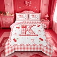 thumbnail image 1 of Catabedysis Cute Cherry Bows Queen Comforter Set For Girls,3D Cartoon Alphabet K Design Comforter Sets Queen,Pink Reversible,3pcs,1 Comforter and 2 Pillowcases, 1 of 7