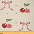 thumbnail image 1 of jejeloiu Cute Cherry Fabric by the Yard 1 Yard,Cartoon Bowtie Bowknot Home Decor Fabric by the Yard,Pink Red Beige Sewing Fabric For Girls,Ultra Soft Home Decor, 1 of 6